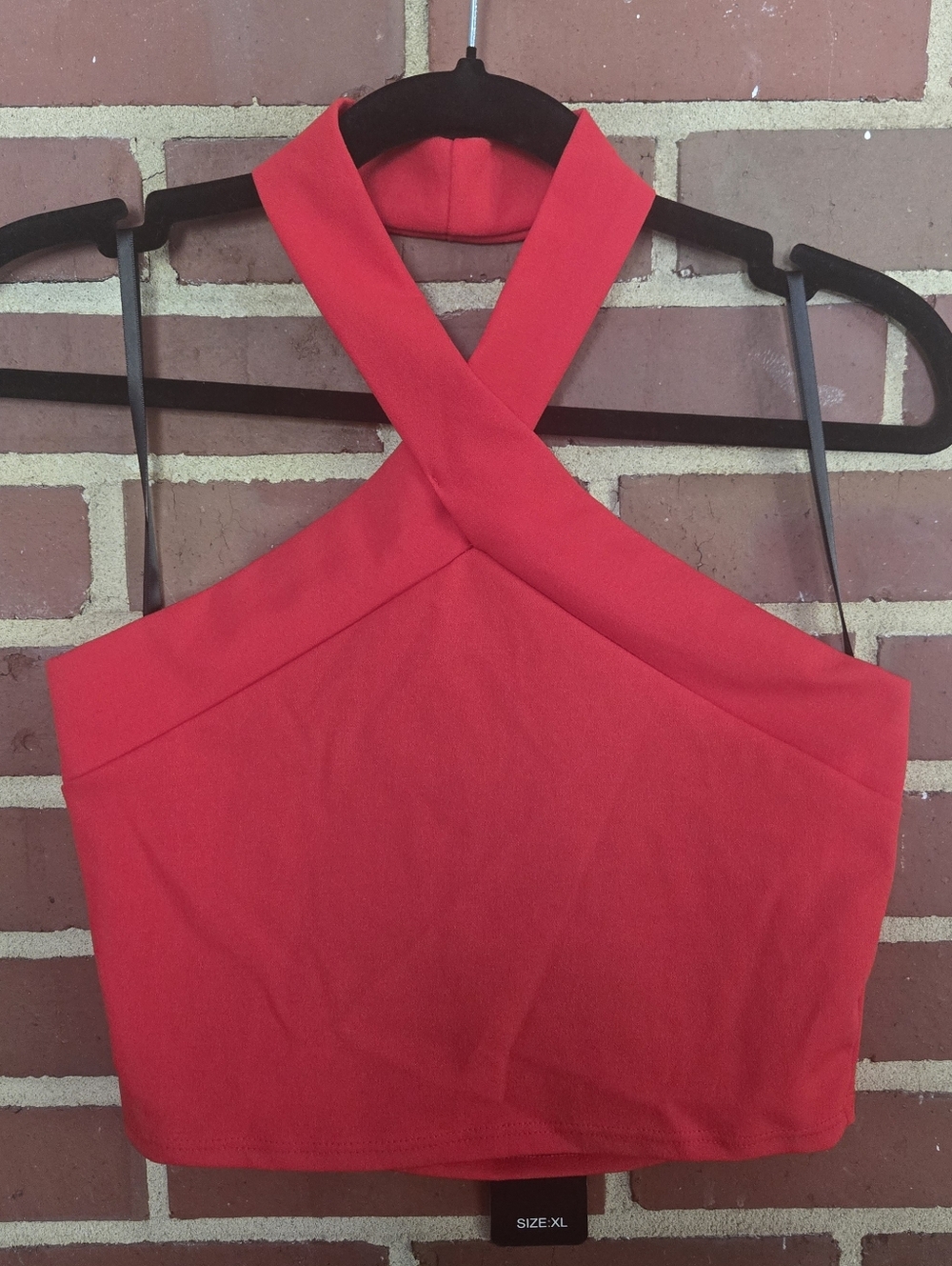 21 Saints Red Criss Cross Halter Crop Top XL NWT Boho Festival Anthro Vibe - Picture 2 of 4